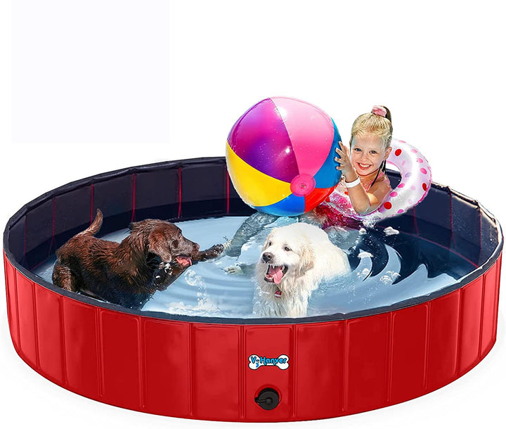 Foldable Dog Pool Collapsible Heavy Duty PVC Pet Pool Bath Tub for XLarge Dogs and Puppies, 63 X 12 inch