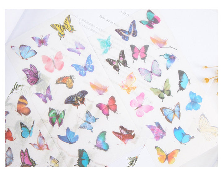 Washi Planner Sticker, Decorative Adhesive Sticker, Craft Scrapbooking Sticker Set for Diary, Album, Notebook 12 Sheets/Pack (Butterfly)