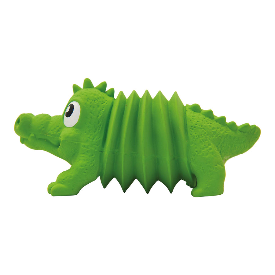 Accordionz Latex Rubber Squeaking Toy - Squeaky and Grunting Dog Toy, Alligator