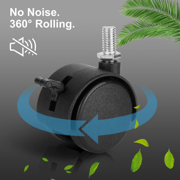 4 Pack 1.5 Inch Swivel Stem Caster Wheels Replacement Casters 1.5'' Furniture Wheel with Locking Brake Metric Threaded Stem M8 Wheels for Table Drawer Plant Shelf Metal Rack Laundry Basket