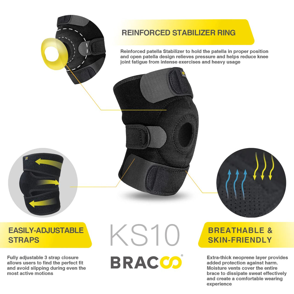 Breathable Neoprene Knee Support, One Size, Black,Manufactured by: Yasco