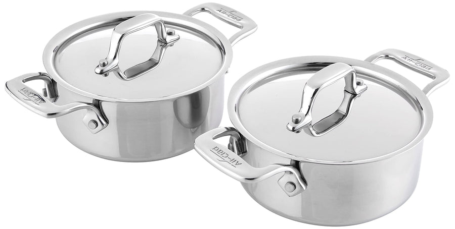 Specialty Stainless Steel Ramekin with Lid 2 Piece Oven Broiler Safe 600F Pots and Pans, Cookware Silver