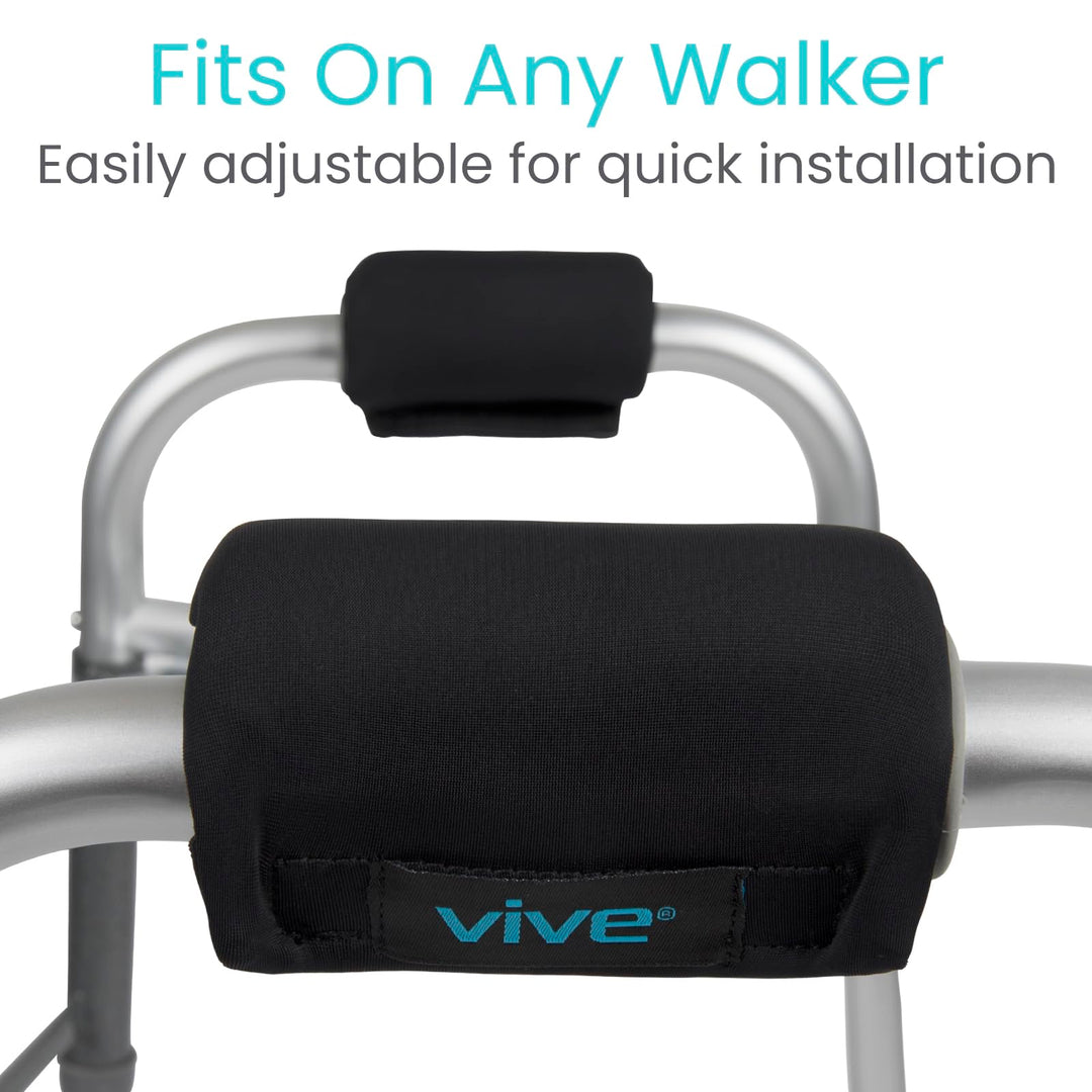 Walker Handle Cushions - Padded Hand Covers - Soft Padding Medical Accessories for Folding Rolling Wheelchair, Rollator Handle, Senior, Elderly Grippers - Foam Crutch Pads Grips - Mobility Aid (Black)