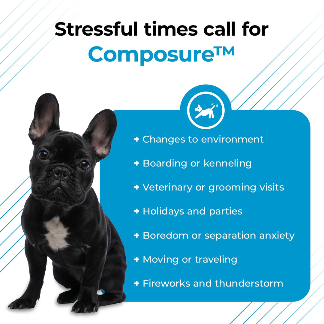 Composure Calming Treats for Small Dogs and Puppies Anxiety, Separation Stress, Thunder and Barking - Yummy Chews Pets Love, 30 Chews