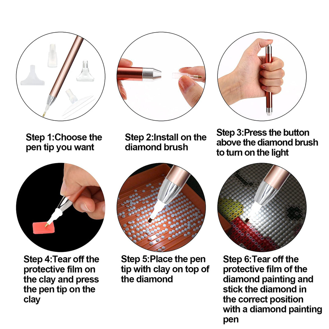 Diamond Painting Pen Kits with Light Diamond Art Pen LED Diamond Painting Pens 5D Light Up Pens for Diamond Painting Arts Nails DIY Crafts, Diamond Art Accessories Tools for Diamond Painting