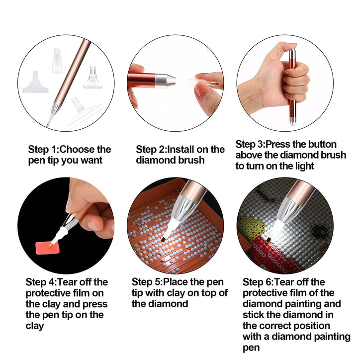 Diamond Painting Pen Kits with Light Diamond Art Pen LED Diamond Painting Pens 5D Light Up Pens for Diamond Painting Arts Nails DIY Crafts, Diamond Art Accessories Tools for Diamond Painting