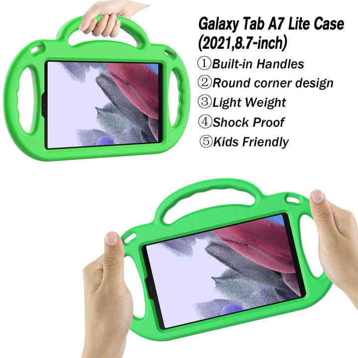 Shockproof Kids Case for Samsung Galaxy Tab A7 Lite (8.7-inch) 2021 Model SM-T220 / T225 / T227 with Handle Stand & Shoulder Strap, Blue