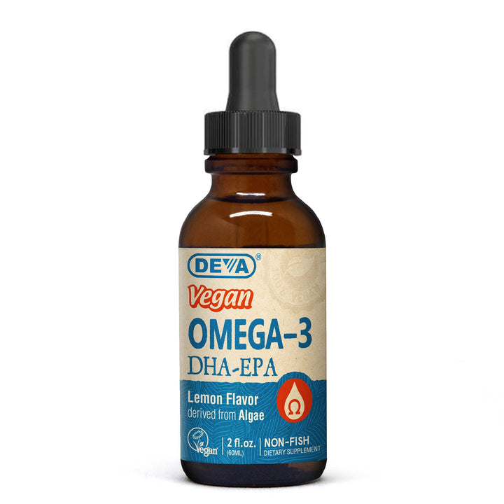 Deva Nutrition Vegan Liquid DHA EPA Herbal Supplement Lemon Flavor 2 Ounce