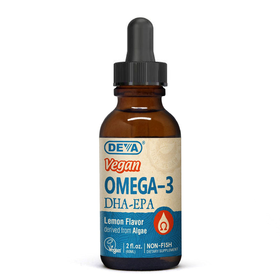 Deva Nutrition Vegan Liquid DHA EPA Herbal Supplement Lemon Flavor 2 Ounce