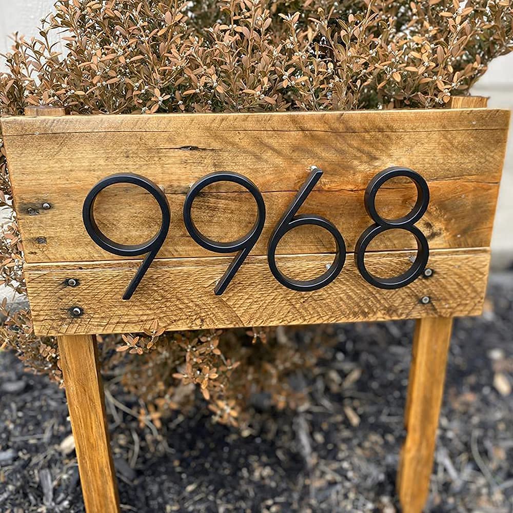 5 Stainless Steel Floating House Number, Metal Modern House Numbers, Garden Door Mailbox Decor Number with Nail Kit, Coated Black, 911 Visibility Signage (0)