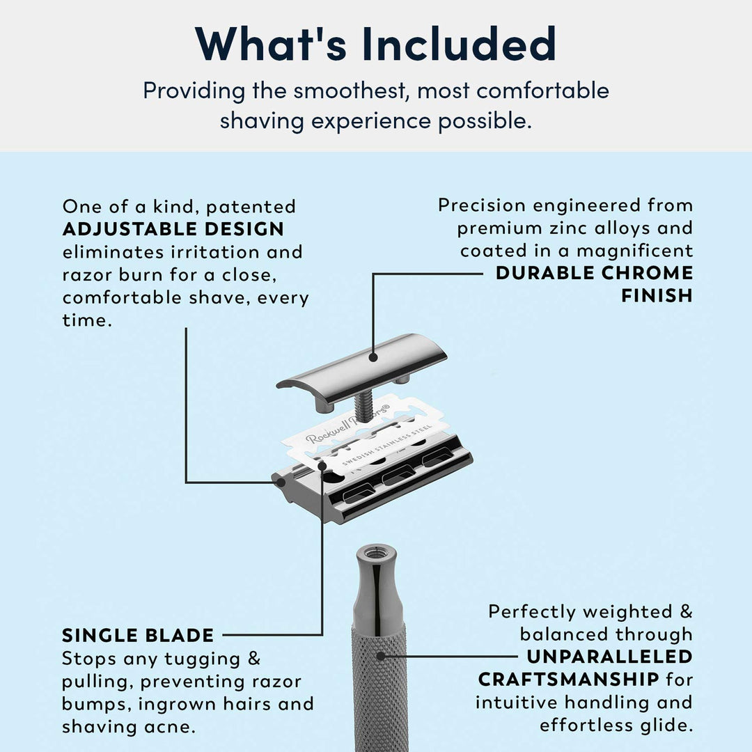 2C Razor with 5 Blades, 6 Piece Set, White Chrome | 2 Adjustable Shave Settings = TWO razors for the cost of ONE