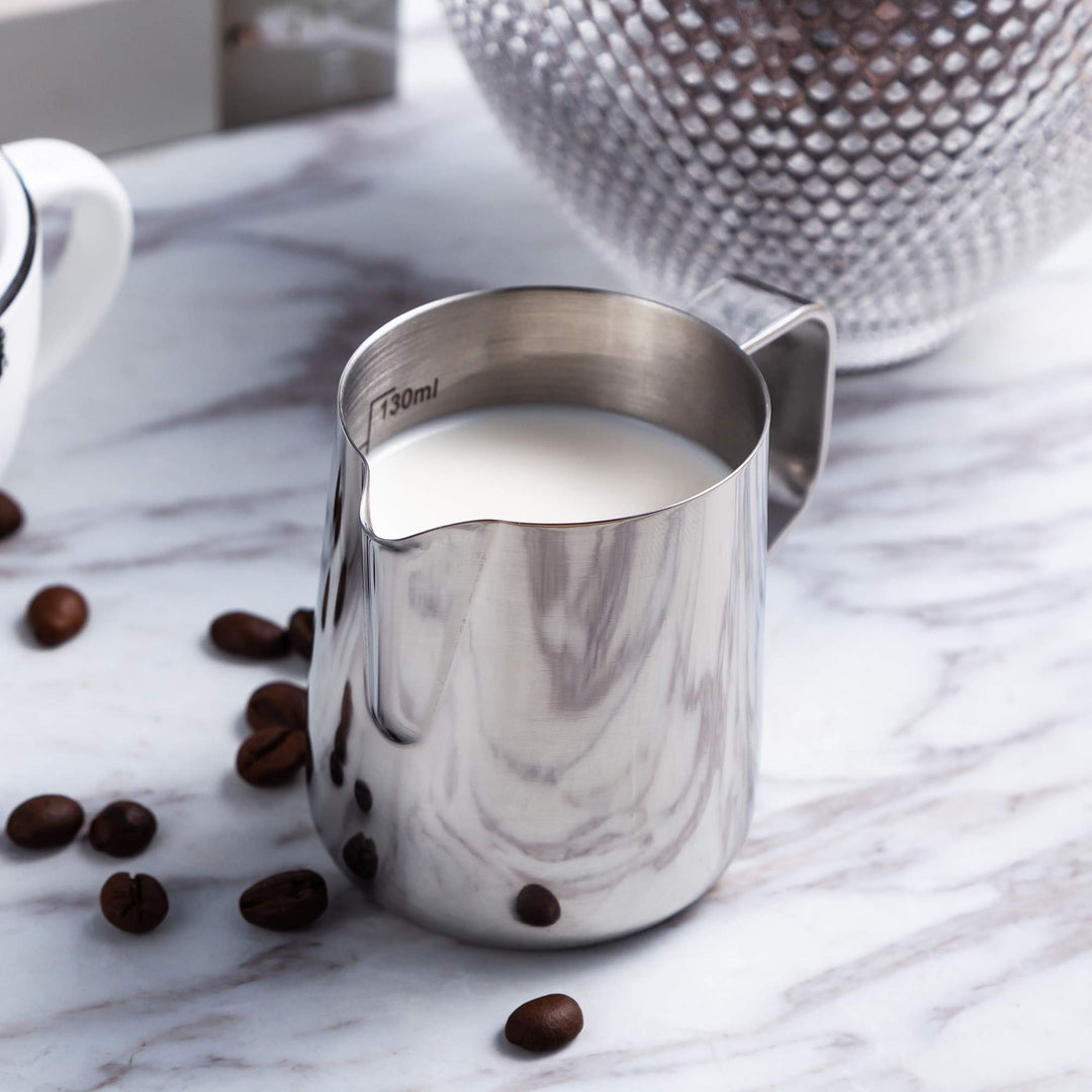 Espresso Milk Frothing Pitcher Stainless Steel 150ml/5oz Frothing Pitcher Espresso Coffee Barista Craft Latte Cappuccino Milk Creamer Frother Jug