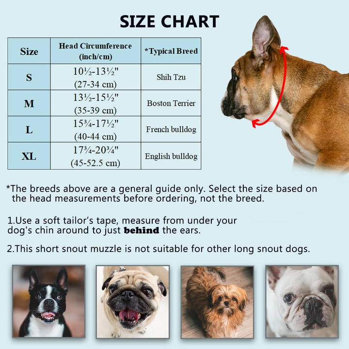 Dog Muzzle for Short Snout Dogs, Soft Silicone Muzzle for Biting, Chewing, Licking for French Bulldog Shih Tzu, Ideal for Flat-Faced Aggressive Dogs Grooming Walking, Allows Drinking