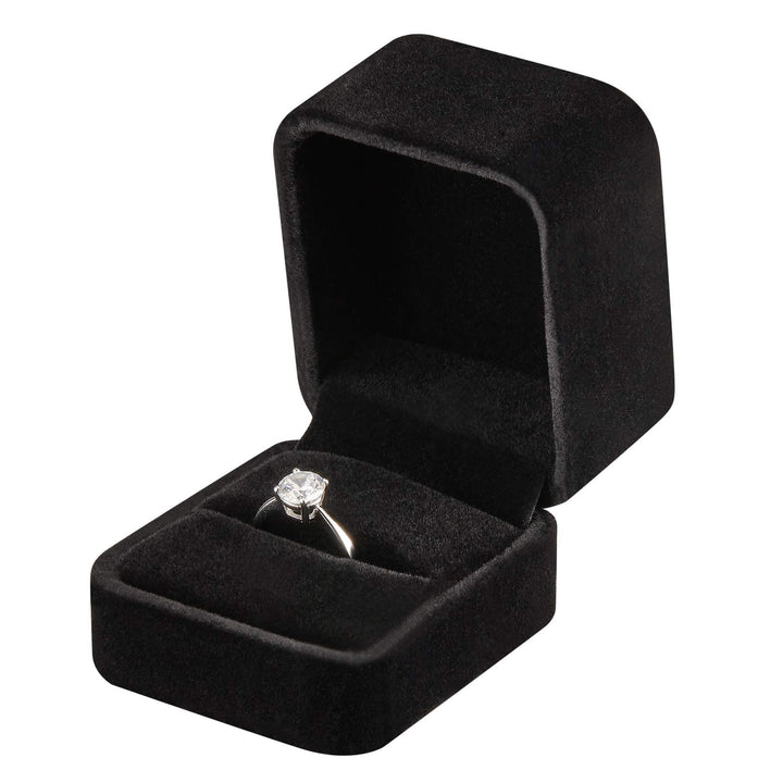 4 Pieces Velvet Ring Gift Boxes Set, Earring Pendant Jewelry Case, Jewellry Display Box for Wedding, Engagement,Proposal, Birthday and Anniversary (4pcs Black)
