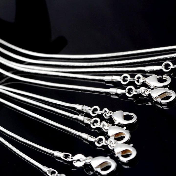 10pcs 24 Inch Silver Plated with 925 Stamp 1.2mm DIY Snake Chain Charms Link Necklace With Lobster Clasps for Jewelry Making (24)