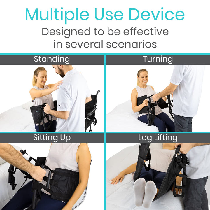 Transfer Sling - Padded Assist Gait Belt - Heavy Duty Patient Lift with Straps - Mobility Standing and Lifting Aid for Disabled, Elderly, Seniors, Injured - Safely Move from Bed and Wheelchair