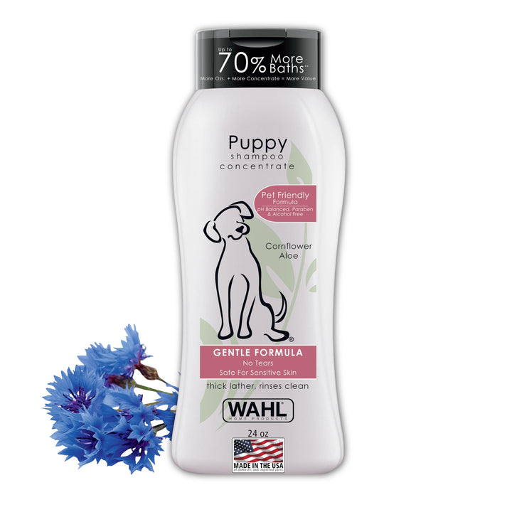 USA Gentle Puppy Shampoo for Pets – Cornflower & Aloe for Grooming Dirty Dogs - 24 Oz - Model 820002A