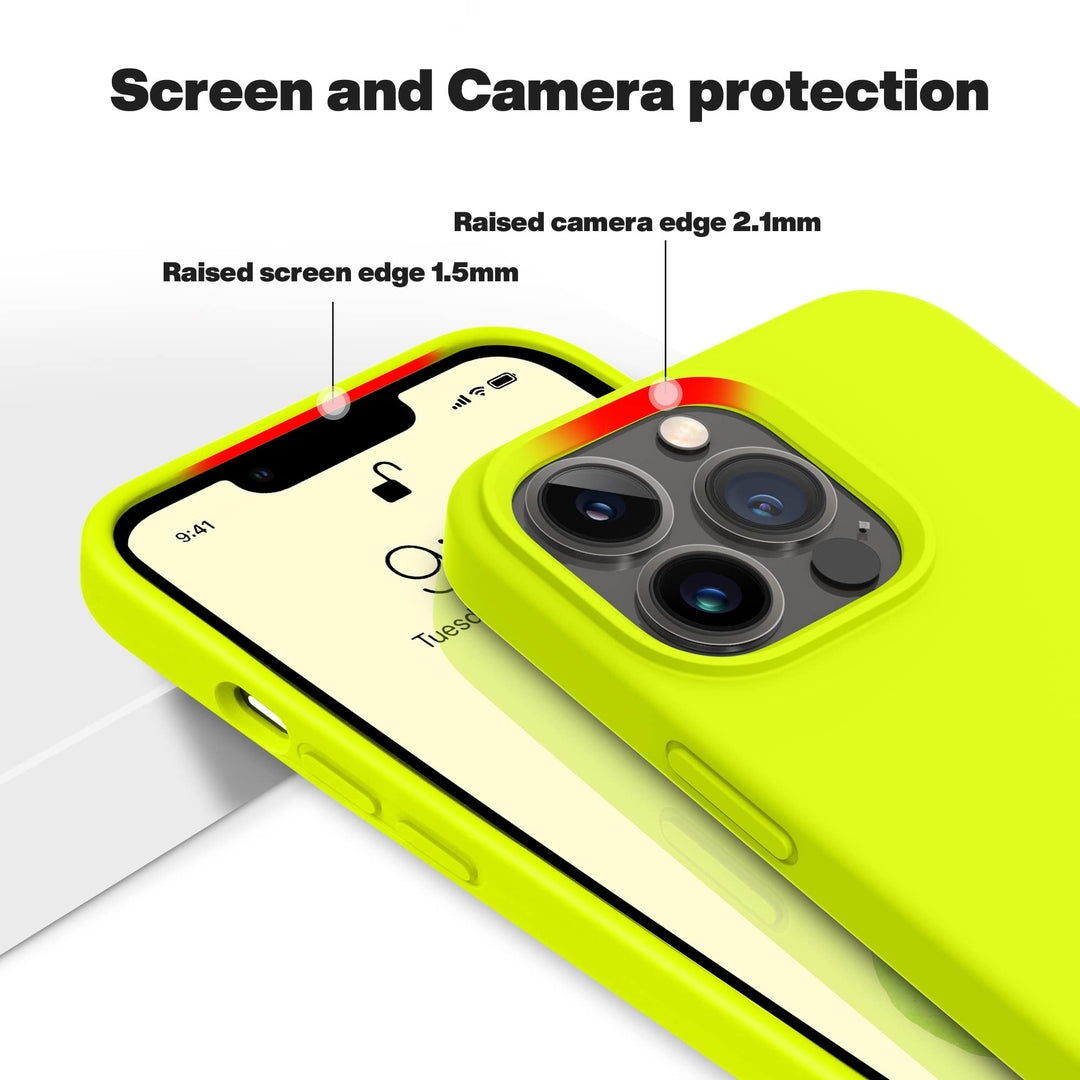 Designed for iPhone 13 Pro Max Case, Silicone Shockproof Slim Thin Phone Case for iPhone 13 Pro Max 6.7 inch (Fluorescent Yellow)