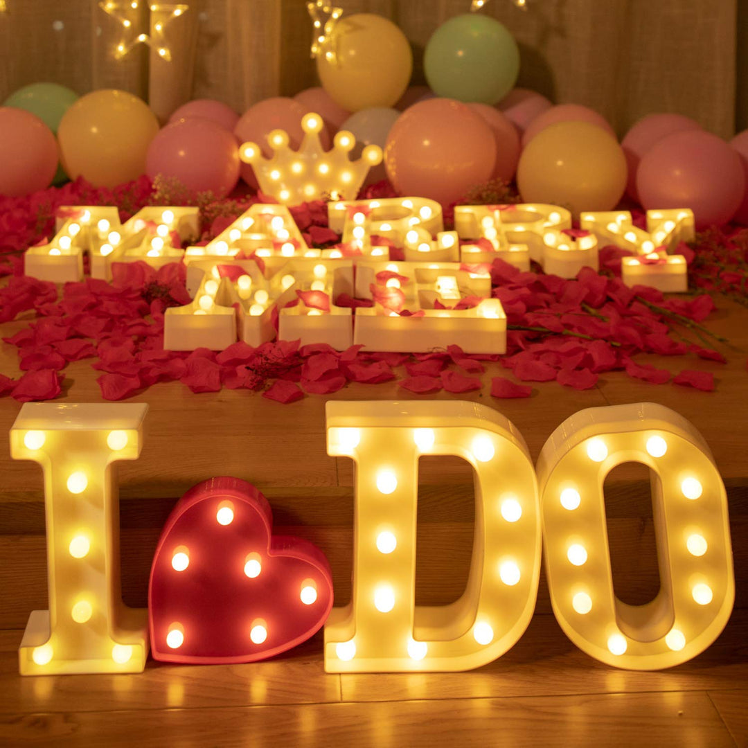 Decorative LED Marquee Letter Lights 26 Alphabet Light Up Letters Sign for Wedding Birthday Party Night Light Home Bar Decoration Battery Operated (G)