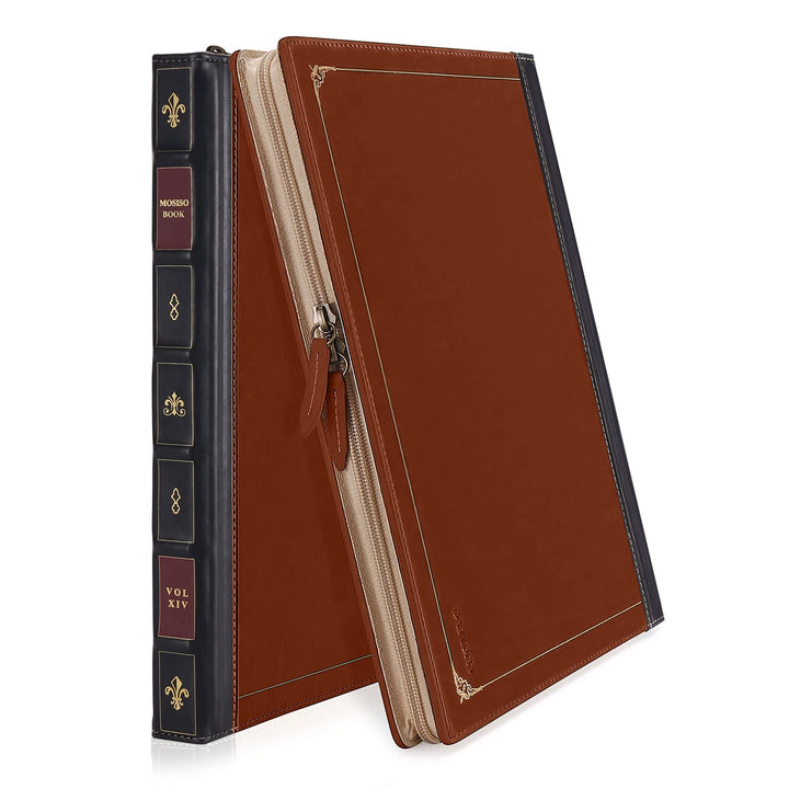 Compatible with MacBook Pro 14 inch Case 2024 2023 2022 2021 M4 A3112 A3185 A3401 M3 A2918 A2992 M2 A2779 M1 A2442, PU Leather Laptop Sleeve Vintage Zippered Protective Case Cover, Brown