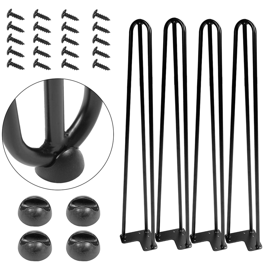 28 Black Hairpin Legs, 1/2 Diameter, Set for 4 Heavy Duty 3 Rods Table Legs, for DIY Desk, Stand, Bench