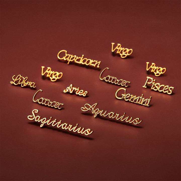 48 Pieces Zodiac Word Message Charm Pendant Nail Charms Twelve Alloy Flatback Epoxy Resin Supplies Filling DIY Embellishment Jewelry Making Accessory, 12 Styles(Gold)