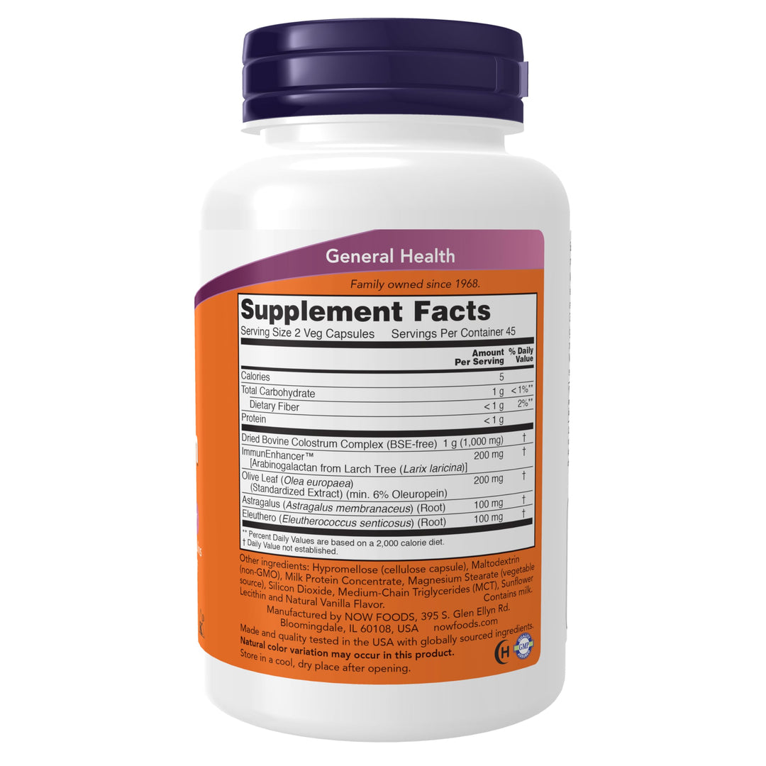 Supplements, Super Colostrum 500 mg, Naturally occurring Immunoglobulins with ImmunEnhancer™, Olive Leaf Extract and Astragalus Root, 90 Veg Capsules