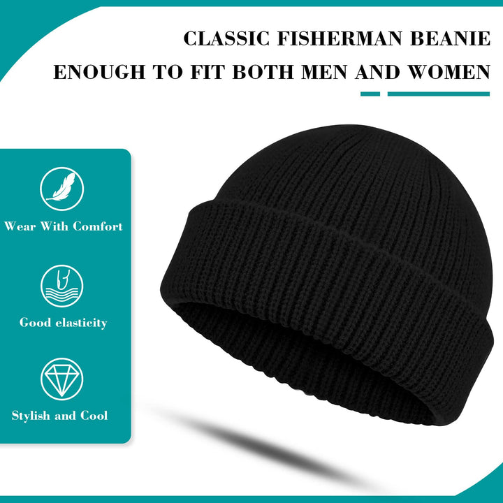 Winter Trawler Beanie Watch Hat Bigger Fisherman Beanie Cap for Women Men Thicker Knit Cuff Roll up Edge Skullcap