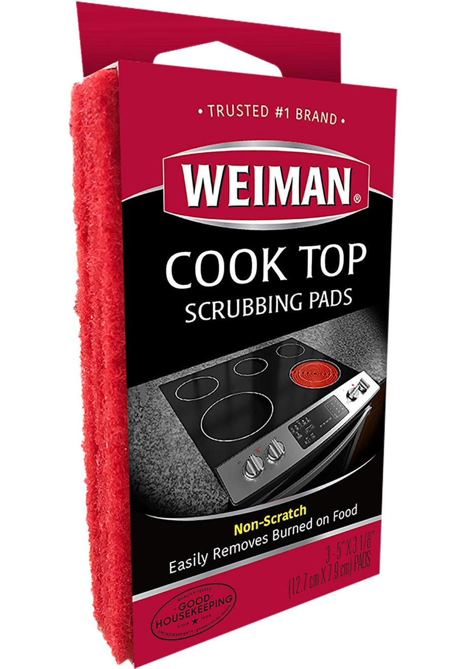 Cook Top Scrubbing Pads – Gently Clean and Remove Burned-on Food from All Smooth Top and Glass Cooktop Ranges, 3 reusable pads