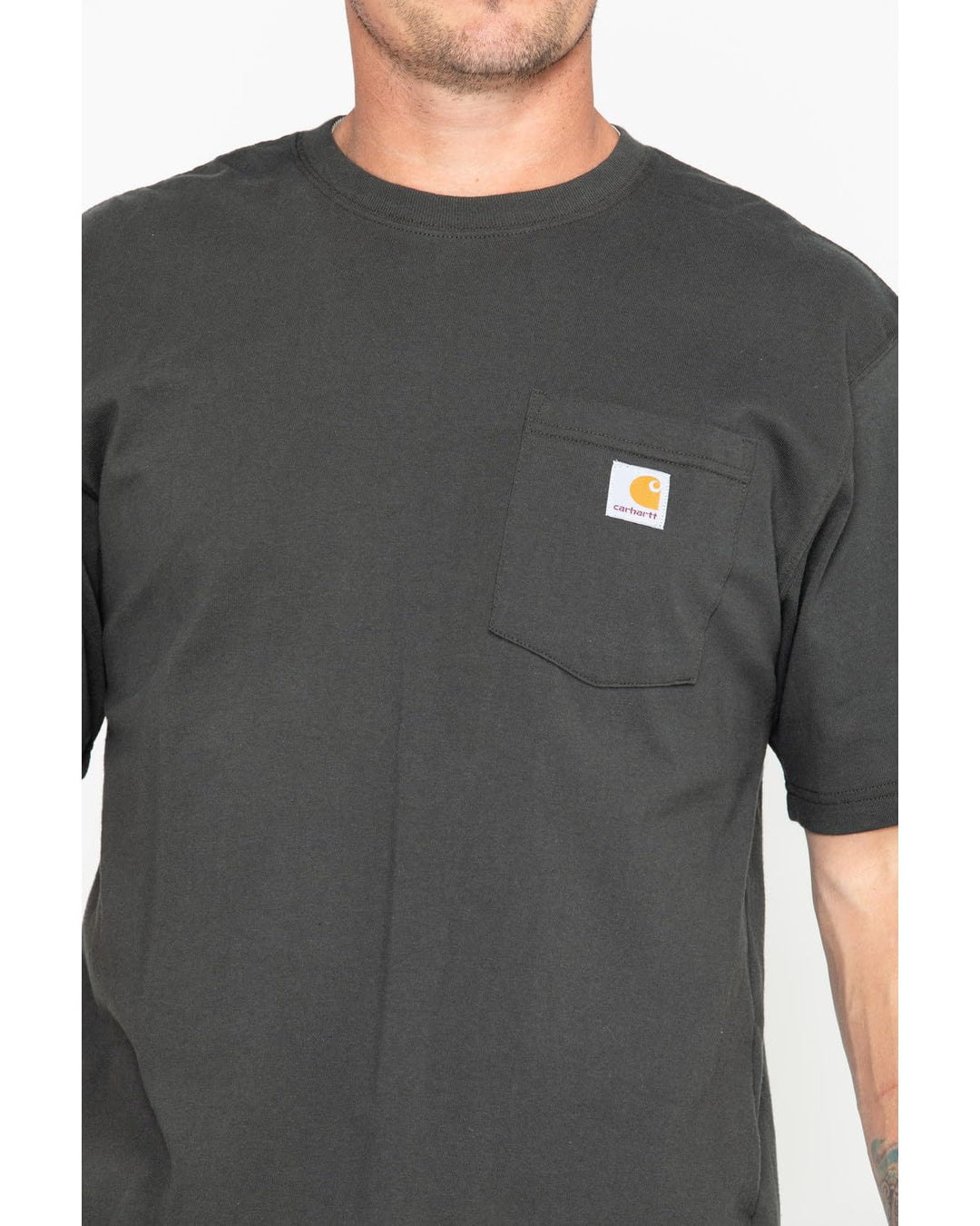 Men's Loose Fit Heavyweight Short-Sleeve Pocket T-Shirt (Also Available in Big & Tall), Peat, Medium