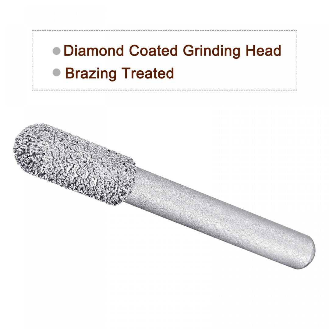 Diamond Mounted Points 60 Grit 8.5mm Brazed Grinder Round Head 6mm Shank Grinding Rotary Bit Marble Stone Carving Tool 2pcs