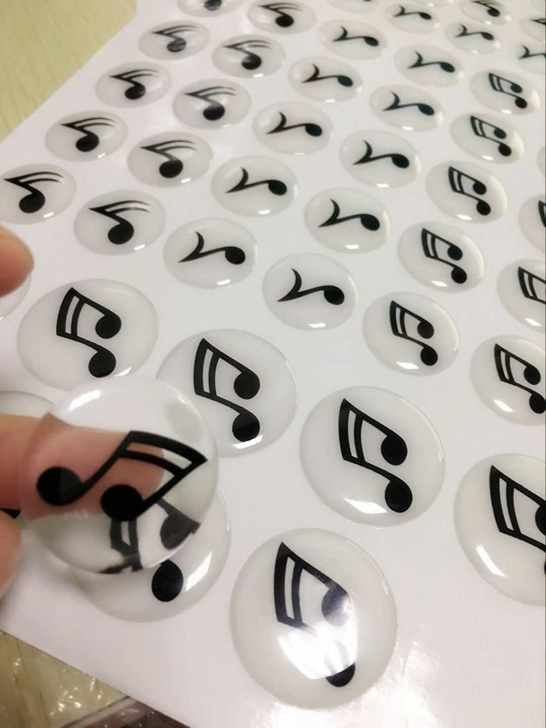 Set of 60pcs Round Musical Epoxy Sticker,Clear Round Epoxy Domes with Black Print