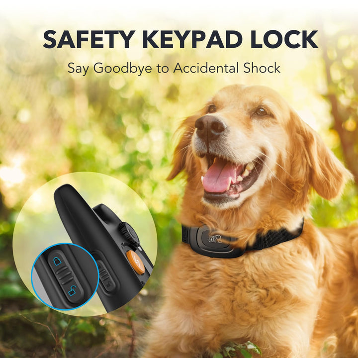 Dog Training Collar with Remote - Rechargeable Training Collar for Small Medium Large Dogs with Beep, Vibration, and Shock Training Modes, Rainproof E-Collar with Security Lock