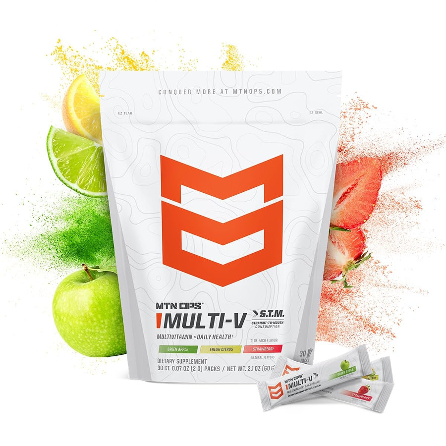 Multi-V, Daily Multivitamin for Women & Men with Immune Support, Safe for Kids, Gluten Free STM Packs, Variety of Flavors, 30 Servings