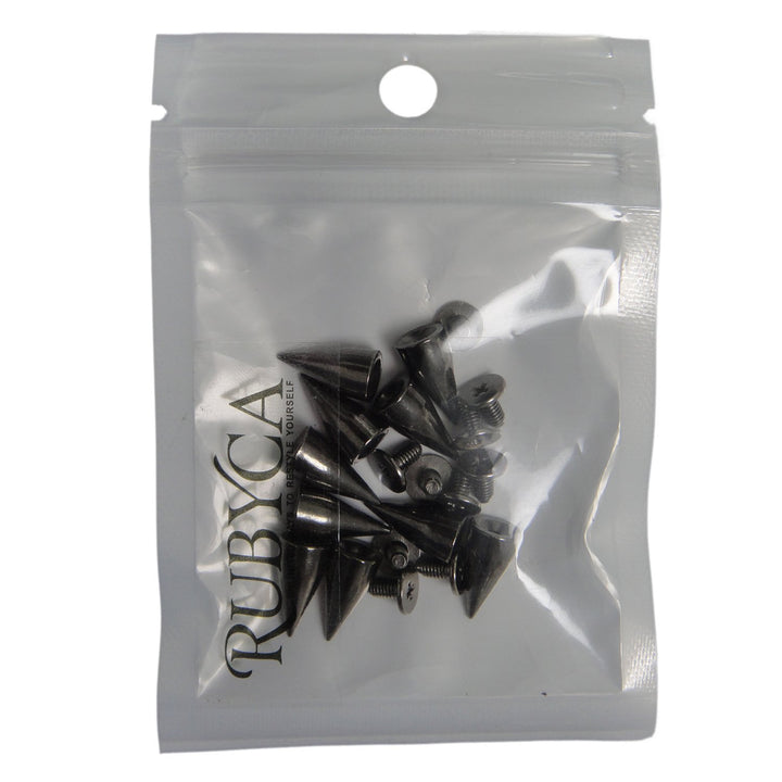 30 Sets 13MM Black Gunmetal Color Bullet Cone Spike Stud Metal Screw Back DIY Leather-Craft