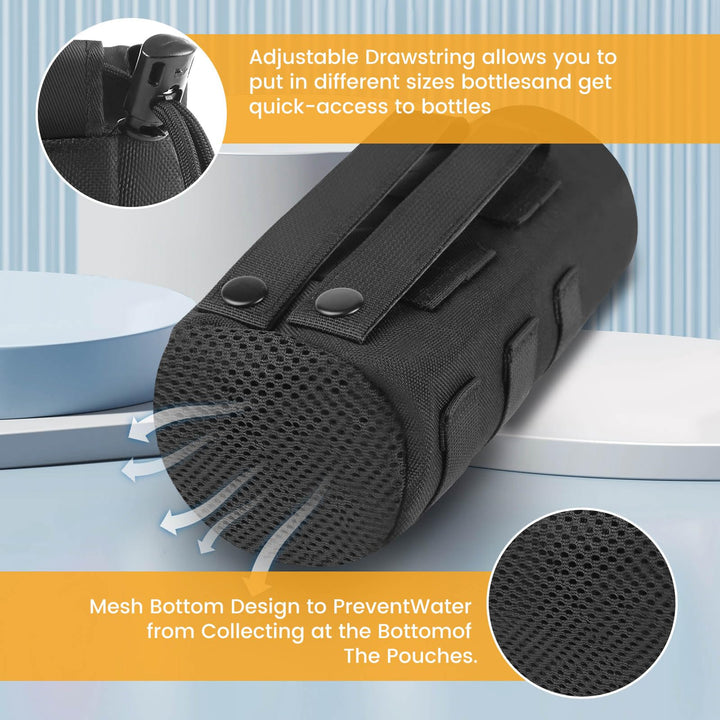 Molle Water Bottle Holder - Upgraded 1000D Nylon Tactical Molle Water Bottle Pouch, Sports Water Bottle Bag Bottom Mesh Lining Hydration Carrier for Camping, Climbing, Hiking and Travelling