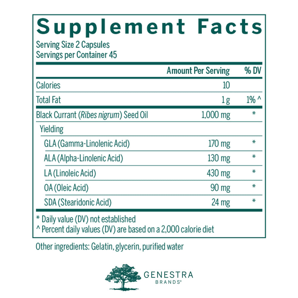 GLA 90 Black Currant Oil | Promotes Optimal Skin Health and Supports Overall Health | 90 Capsules