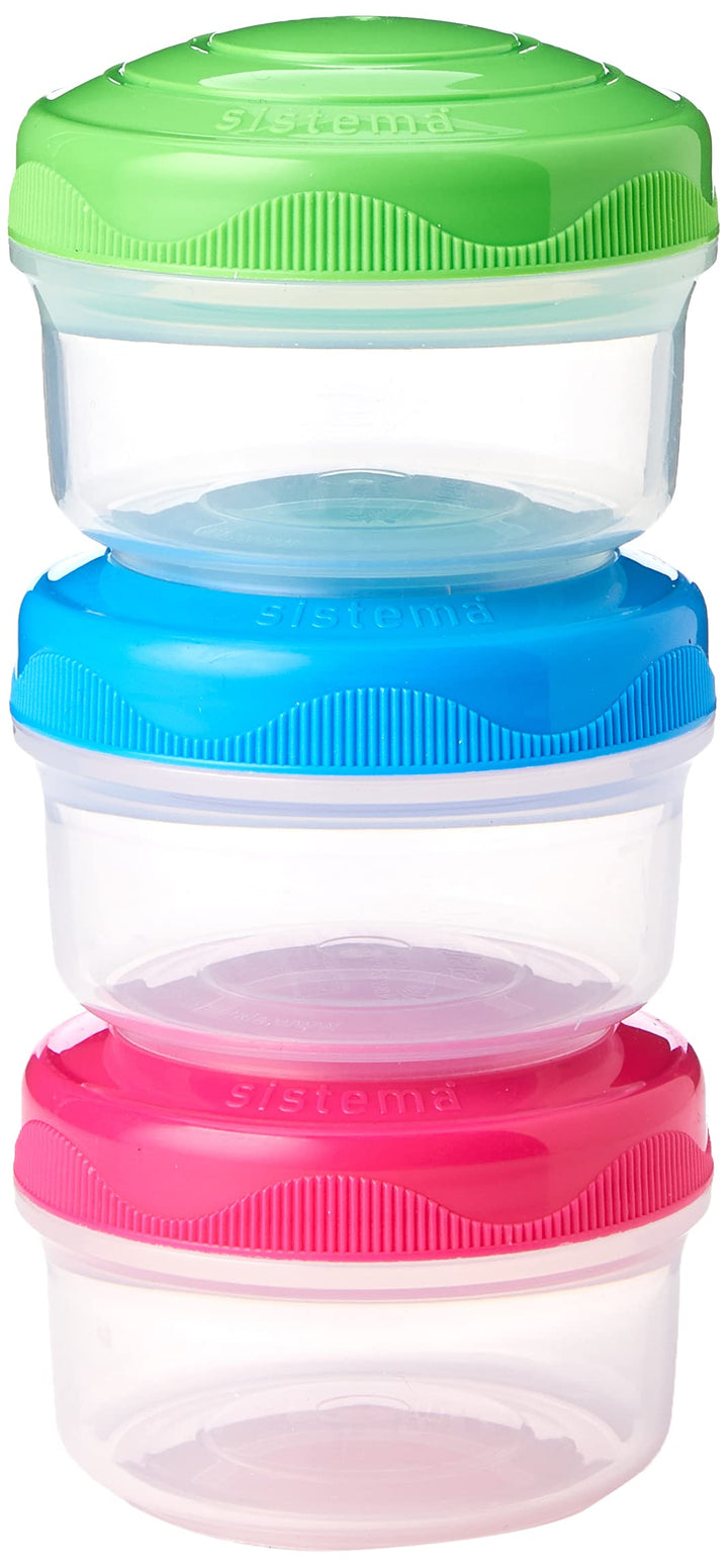 To Go Collection Mini Bites Small Food Storage Containers, 4.39 oz./130 mL, Pink/Green/Blue, 3 Count, Multicolor