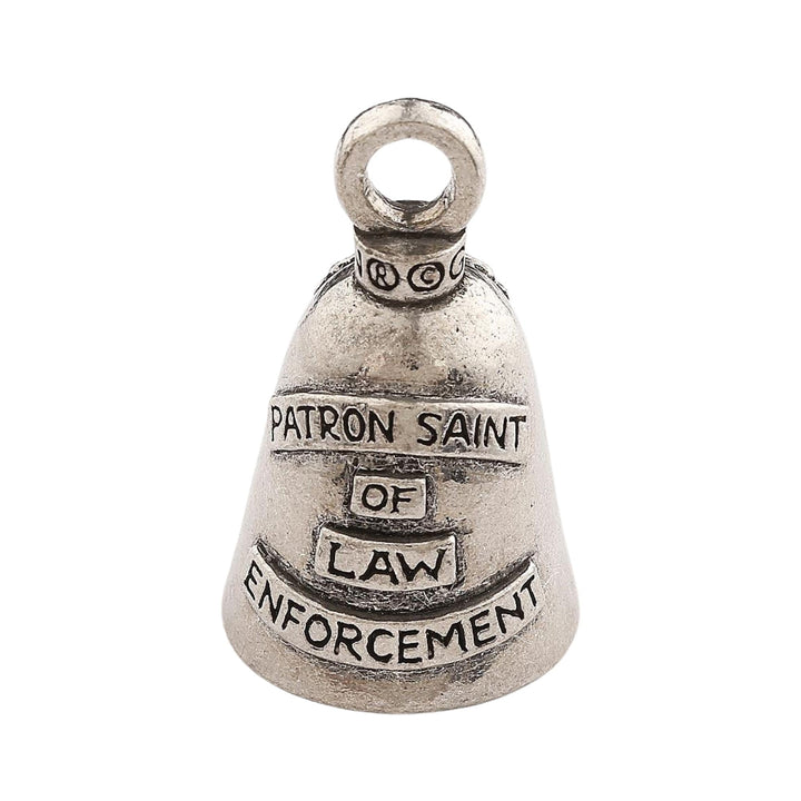 Religious Good Luck Bell w/Keyring & Black Velvet Gift Bag | Motorcycle Bell | Lead-Free Pewter | Made in USA