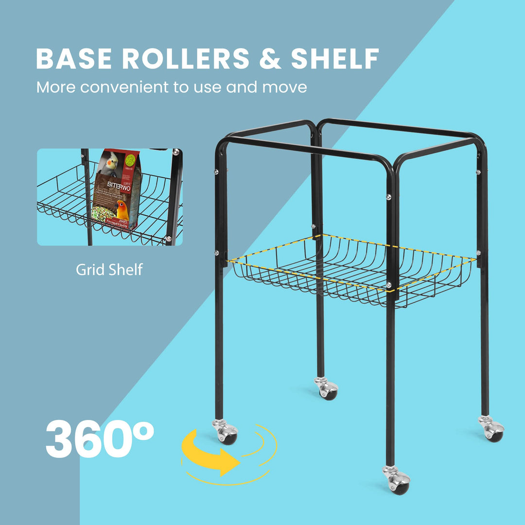 64 Inch Bird Cage with Play Top and Rolling Stand for Parrots Conures Lovebird Cockatiel Parakeets Black