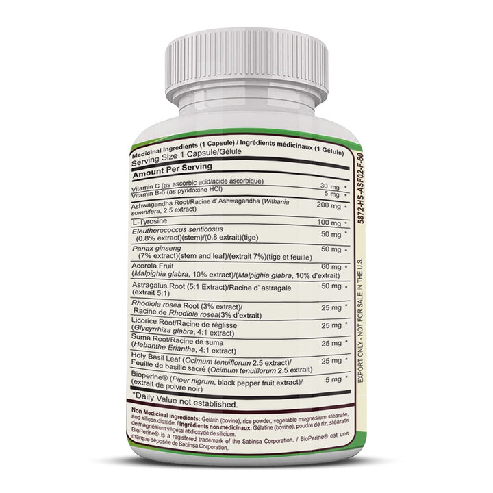 Adrenal Fatigue Support Supplement with Premium Rhodiola Rosea Herb Extract, L-Tyrosine, Panax Ginseng, Holy Basil - PS Cortisol Gland Complex for Health Insufficiency Calm Energy Response