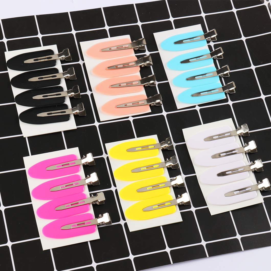 24 Pieces No Bend Hair Clips Seamless Side Bangs Fix Fringe Curl Pin Barrette No Crease Hair Clip for Makeup Washing Face Accessories Women Girls (Pink,White,Yellow,Blue,Black,Rose Red)