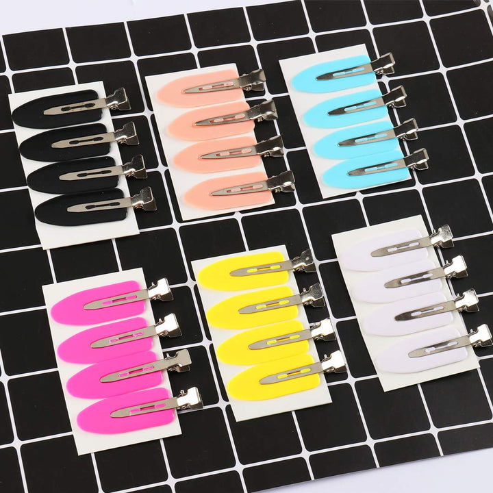 24 Pieces No Bend Hair Clips Seamless Side Bangs Fix Fringe Curl Pin Barrette No Crease Hair Clip for Makeup Washing Face Accessories Women Girls (Pink,White,Yellow,Blue,Black,Rose Red)