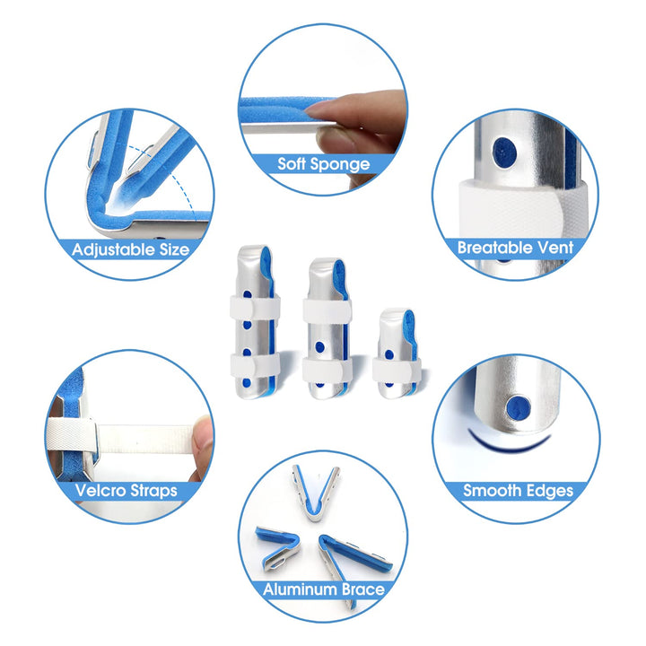 Finger Splints Thumb Splint for Broken/Injured Fingers Stabilization, Aluminum Finger Splint Adjustable, Immobilization for Mallet Fingers/Trigger Fingers Joints, Arthritis Pain Relief (3 Size)