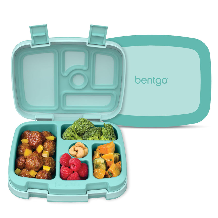 Kids Bento-Style 5-Compartment Leak-Proof Lunch Box - Ideal Portion Sizes for Ages 3 to 7 - Durable, Drop-Proof, Dishwasher Safe, BPA-Free, & Made with Food-Safe Materials (Seafoam)