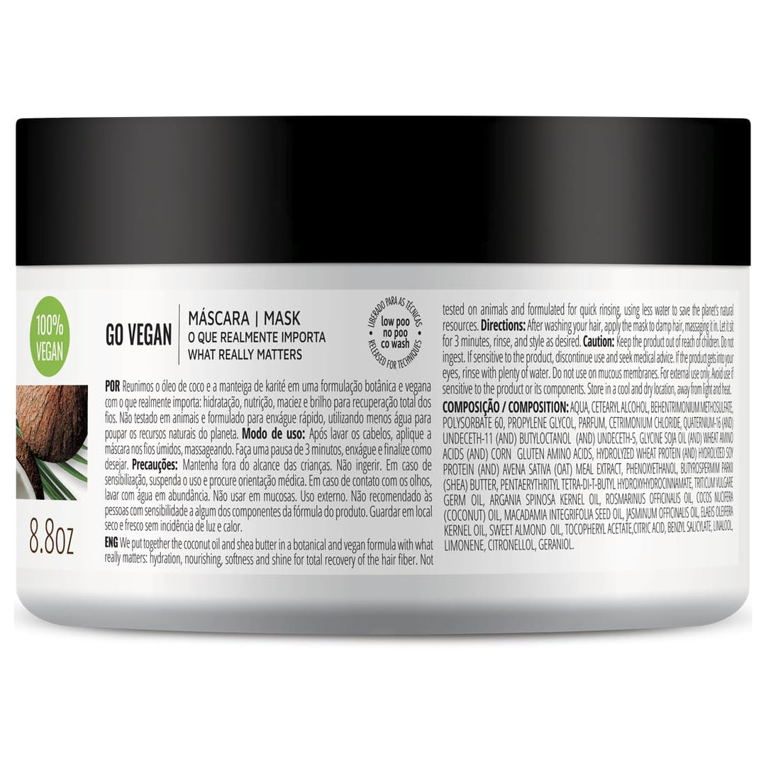 – Go Vegan Hydration and Nutrition Hair Mask, Damaged Hair, Curly Hair Care, Vegan Hair Product, Silicone and Paraben Free, Cruelty Free Haircare for Men and Women (8.8 oz.)