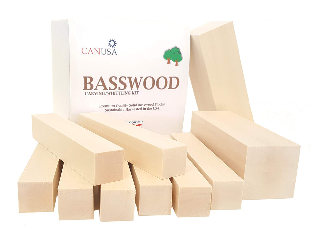 CanUsa Brand Basswood Carving Wood Blocks from Wisconsin USA. Whittling Wood Carving Wood Blocks for Carving. Contains Two Large Basswood Carving Blocks and Eight Small.