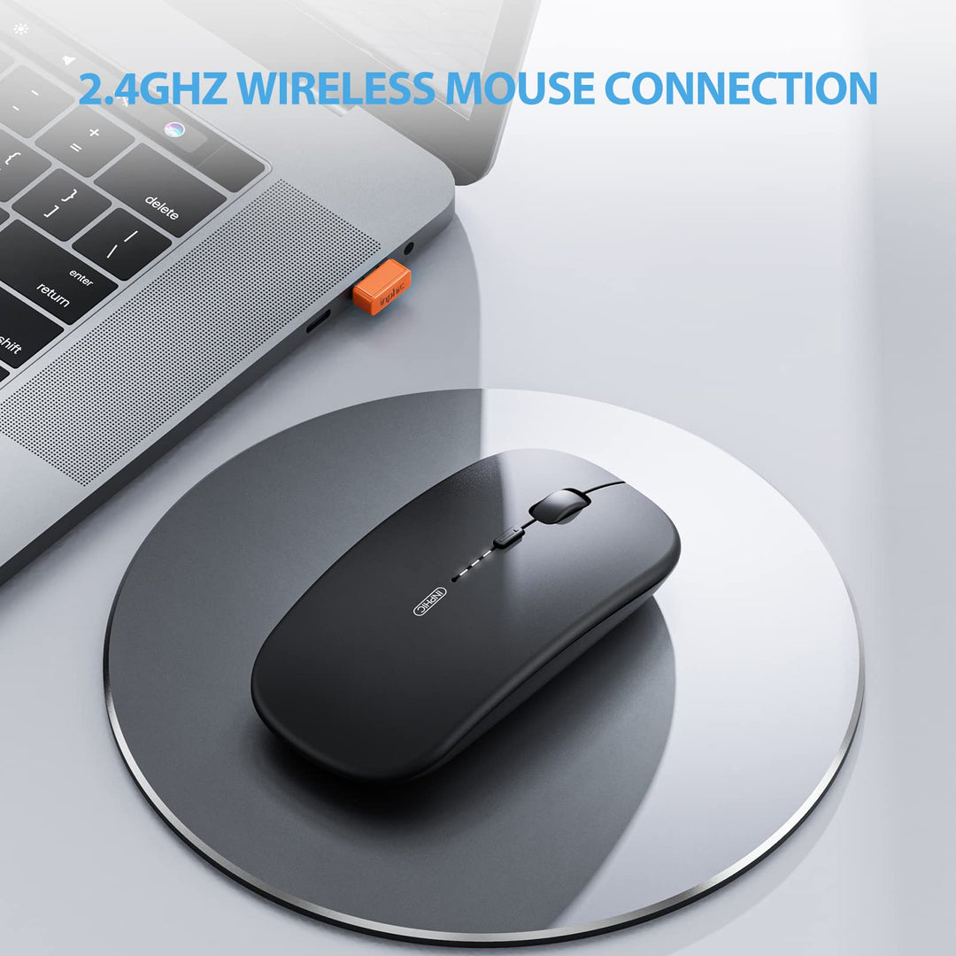 Wireless Mouse Rechargeable, 2.4G Slim Mouse 700mAh, Silent Computer Mouse with USB Receiver, 3 Adjustable DPI Travel Mouse