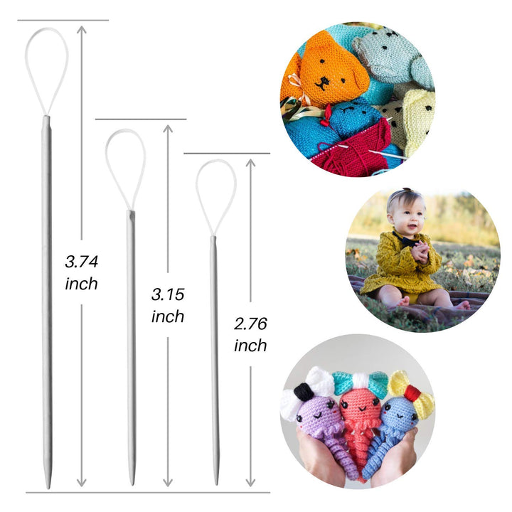 Wool Needles Colorful Bent Tip Tapestry Needles Large-Eye Aluminium Sewing Knitting Needles