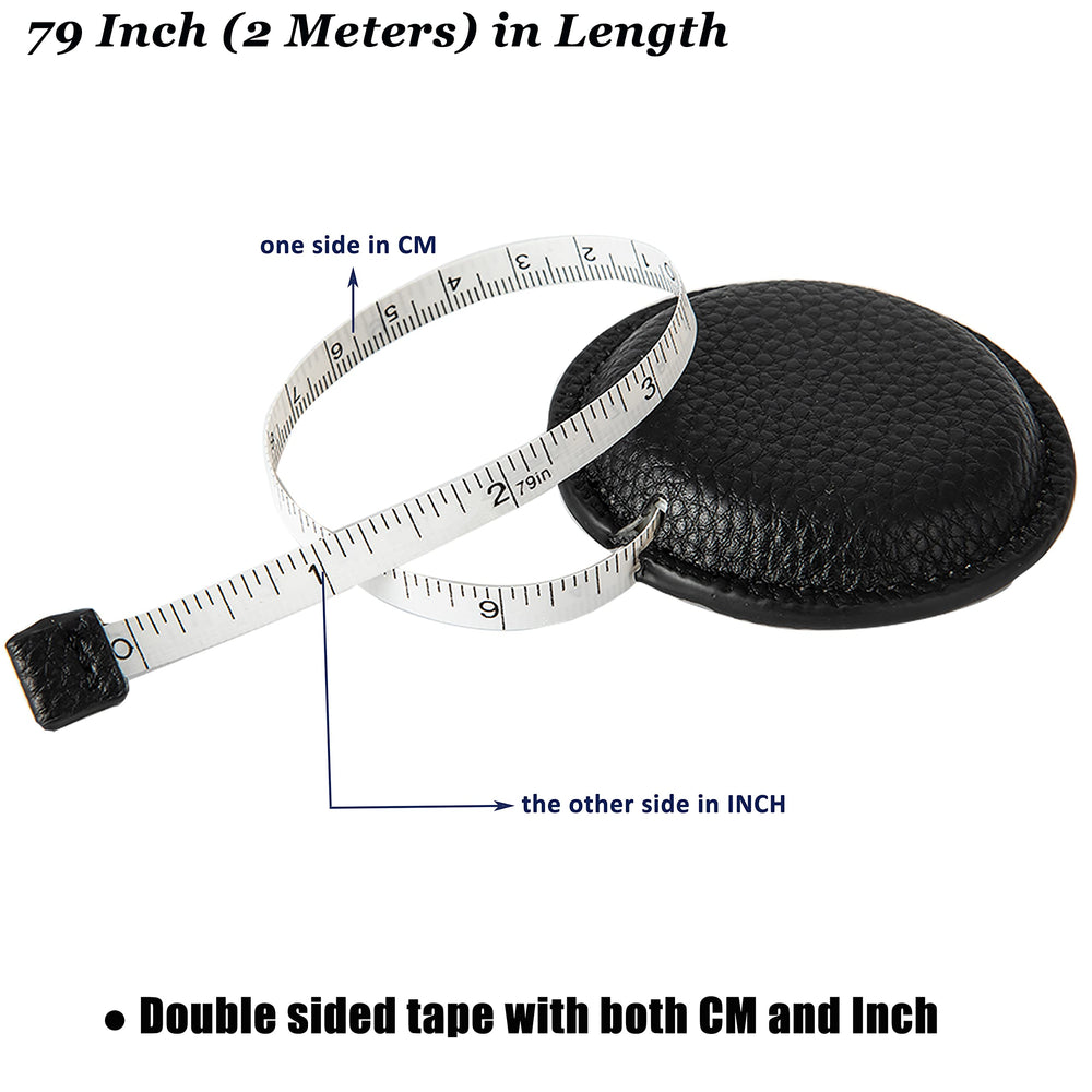 Sewing Tape Measure, Medical Body Cloth Tailor Craft Dieting Measuring Tape, 60 Inch/1.5M Dual Sided Retractable Ruler with Push Button Round(1 Pack, Black)
